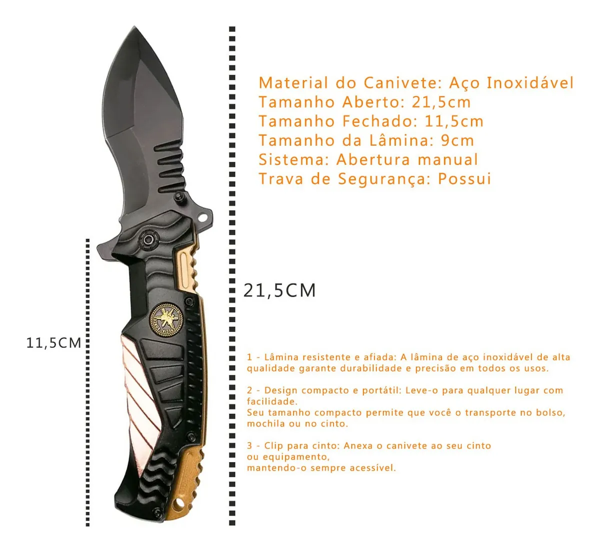 Canivete Tático Dobrável Luatek SLK-D23 - Imagem 4