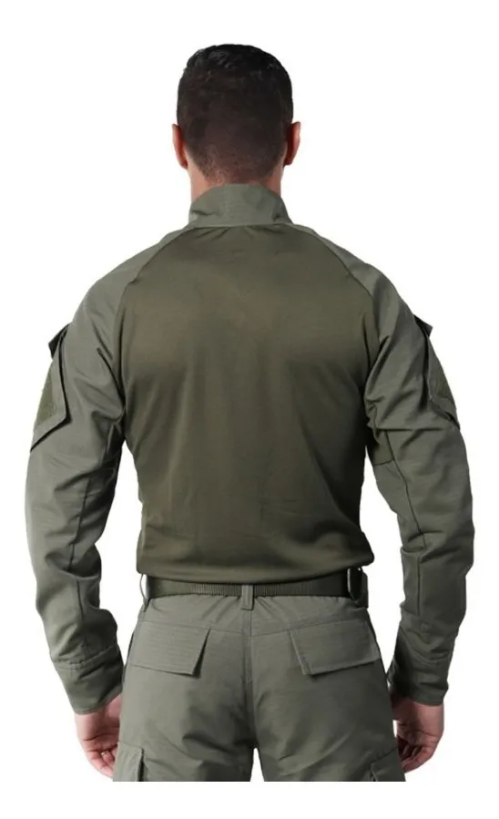 Combat Shirt Verde Oliva Tática Militar Masculina Rip Stop - Imagem 3